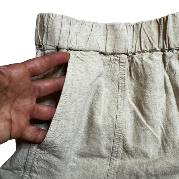 Madewell Womens Pull On Linen-Blend Elastic Waist Shorts Pockets Beige Large NWT - Picture 8 of 8